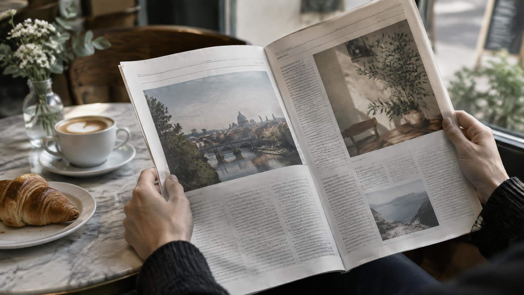 Person reading a newspaper