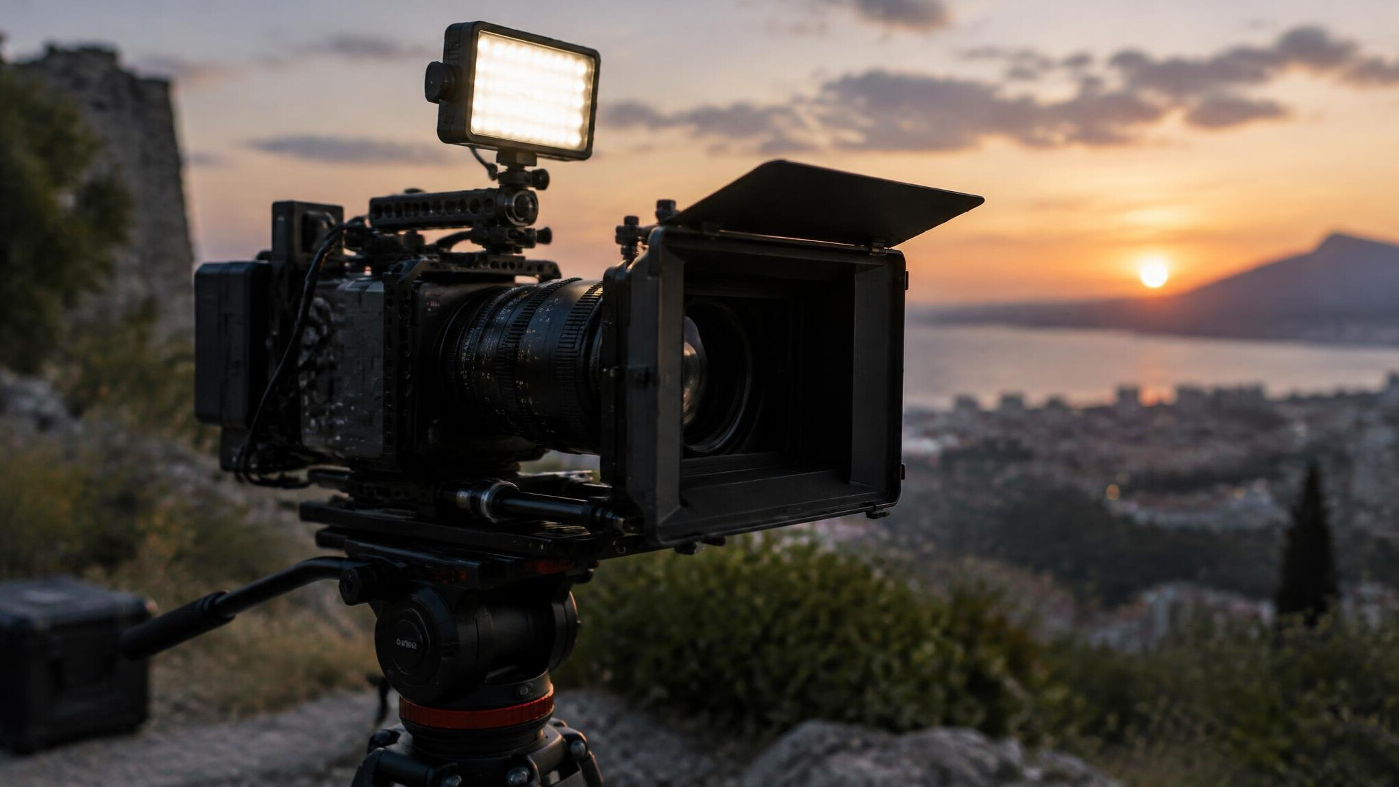 Cinema camera with lighting equipment