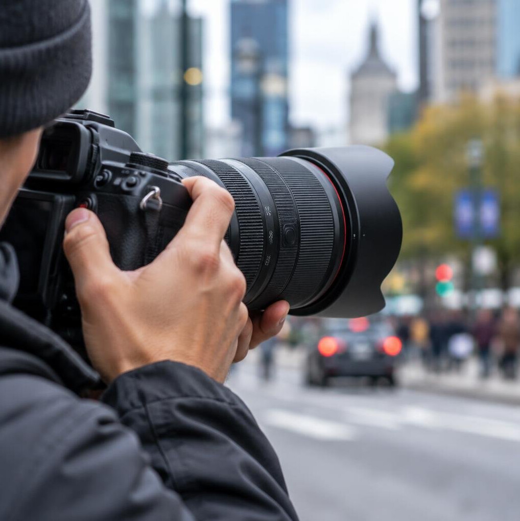Camera lens close-up